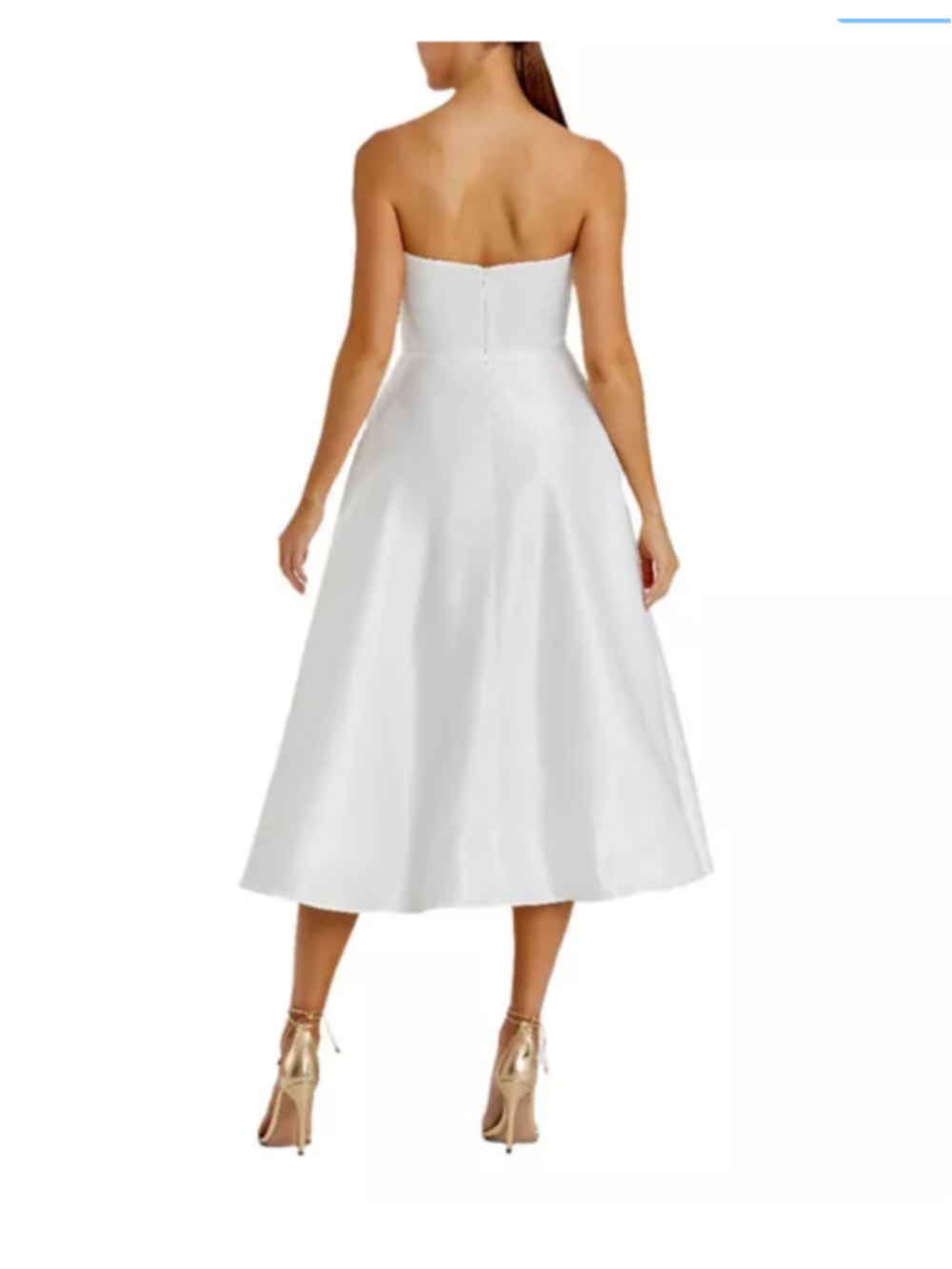Women's Mac Duggal Strapless Floral Midi Dress, White and Blue Sz 4 - Picture 2 of 11